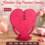 Valentine Calendar SVG 2 | Perpetual Calendar Laser Cut Design | Digital Download - Image 5