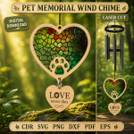 Pet Memorial Wind Chime SVG | Dog Cat Remembrance Laser Cut File | Rainbow Bridge Sympathy Gift Digital Download - Image 4