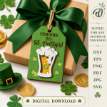 St Patricks Day Gift Tags Bundle Laser Cut File, Irish Shamrock Favor Tag SVG DXF, Lucky Charm Wood Tag Template, Glowforge CNC Digital Download - Image 4