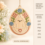 Easter Embroidery Blanks Bundle Laser Cut Files | Easter Ornament SVG DXF | Bunny Egg Embroidery Blanks | DIY Easter Decor Glowforge CNC Files - Image 4