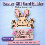 Easter Bunny Gift Card Holder SVG | Laser Cut Easter Gift Template | Digital Download - Image 5