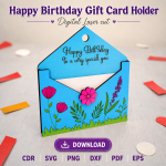 Birthday Gift Card Holder SVG | Happy Birthday Laser Cut File | Digital Download - Image 5