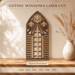 Gothic Windows Laser Cut SVG Bundle | 10 Cathedral Window Designs | Gothic Arch Wall Decor Files | Church Window CNC Pattern | CDR DXF PDF EPS PNG - Image 4