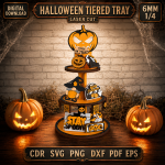 Halloween Tiered Tray Decor Laser Cut File, Pumpkin Ghost Bat SVG DXF, Spooky Shelf Signs CNC Pattern, Halloween Digital Download - Image 4