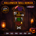 Halloween Wall Hanger Laser Cut SVG, Spooky Door Sign DXF, Witch Ghost Pumpkin Wall Decor, Halloween CNC Template, Digital Download File - Image 5