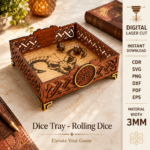 Dice Tray SVG, Rolling Dice Tray Laser Cut File, DND Dice Holder, Tabletop Game Dice Box, CNC Digital Download, DXF PDF EPS PNG - Image 4