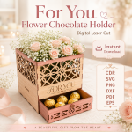 Flowers & Chocolate Gift Box Laser Cut Files, SVG DXF PDF Bundle, Gift Packaging Template - Image 4