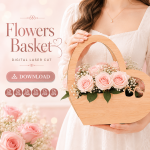 Flower Basket SVG Bundle, Laser Cut Gift Basket Template, DIY Home Decor and Gift Packaging - Image 5