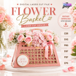 Flower Basket SVG Bundle, Laser Cut Gift Basket Template, DIY Home Decor and Floral Display - Image 4