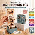 Galentine Photo Memory Box SVG Bundle, Laser Cut Gift Box Files, DIY Bestie Keepsake Gift - Image 5