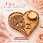 Heart Candle Holder Laser Cut Files, SVG DXF PDF Bundle, Romantic Gift Template, Instant Download - Image 4