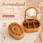 Jewelry Box Laser Cut Files, SVG DXF PDF Bundle, Wooden Mirror Organizer, Instant Download - Image 5