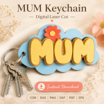 Mother's Day Keychain SVG, Mom Gift Laser Cut Template, DIY Family Keepsake Download - Image 3