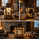 18 Pack Animals Lantern SVG Bundle | Laser Cut Files for Glowforge | Deer Wolf Bear Owl Eagle Lantern Templates | Cricut DXF PNG Phiên bản nhấn mạnh quà t - Image 4