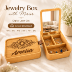 Monogram Jewelry Organizer Laser Cut Files, SVG DXF PDF Bundle, Wooden Mirror Box Template - Image 5