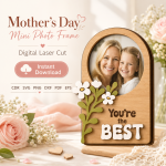 Personalized Mom Photo Frame SVG, Laser Cut Family Keepsake Frame, Mother’s Day Gift Template - Image 5
