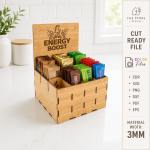 Drink Packet Organizer Laser Cut File, Tea Bag Coffee Sachet Holder SVG, Wooden Kitchen Storage Box DXF PDF EPS PNG - Image 4