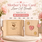 Mother's Day Card Laser Cut Files, SVG DXF PDF Bundle, Handmade Greeting Card Template - Image 5