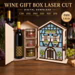 Wine Gift Box Laser Cut Bundle, Wooden Wine Box SVG, CNC Wine Holder Template, Bottle Gift Box DXF PDF EPS, Laser Cut Digital File - Image 4