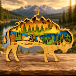 Bison SVG 3D Layered Mandala, Buffalo Mountain Cut File. Glowforge Laser Cut - Image 2