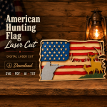 American Flag Deer SVG, 3D Layered 5 Layer Patriotic Hunter Laser File