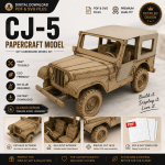 Jeep CJ-5 Papercraft Template SVG PDF | DIY Cardboard Off-Road Vehicle Model | Printable 3D Paper Craft | Instant Download