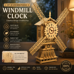3D Wooden Windmill Clock SVG | DIY Laser Cut Clock Files | CNC Wood Puzzle Plans | Glowforge Ready | DXF EPS AI PDF SVG Instant Download
