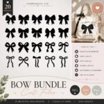 Coquette Bow SVG Bundle, 20 Ribbon Bow Designs, Cute Aesthetic Bow Cut Files for Cricut, PNG EPS SVG, Commercial Use