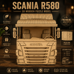 Scania R580 Wooden Truck 3D Puzzle SVG | Laser Cut Files for CNC & Glowforge | DIY MDF Wood Model | Digital Download - Image 2