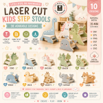 Kids Step Stool SVG Bundle, Laser Cut Wooden Step Stand Files, Montessori Learning Tower for Glowforge