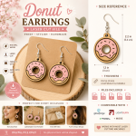 Donut Earrings SVG Laser Cut File | Cute Food Earrings Template | Wooden Jewelry Design | Glowforge Ready | Instant Download - Image 2