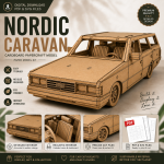 Nordic Caravan Wagon Papercraft Template SVG PDF | DIY Cardboard Car Model | Digital Download Paper Craft Kit