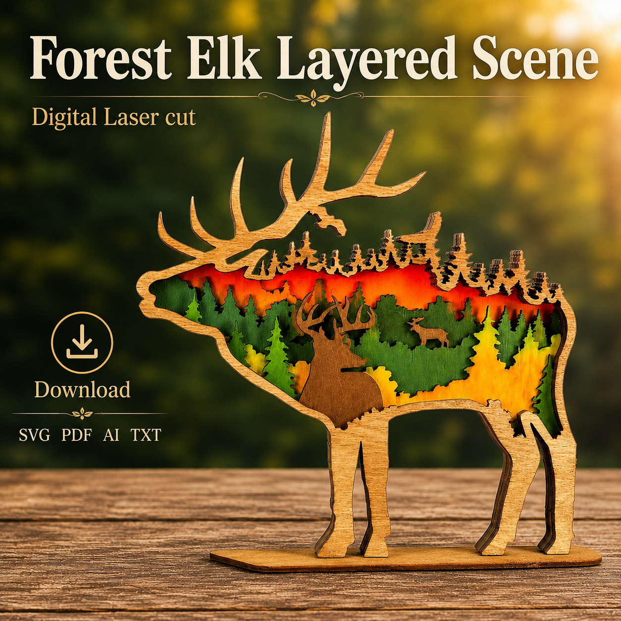 44c5a5a1-8227-425d-a601-7633671c56a8 Deer SVG, 3D Layered Mandala, Woodland Animal, Glowforge Laser Art - Image 1