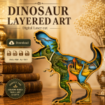 7 Layer T-Rex Dinosaur SVG Pack, 3D Tyrannosaurus Cut File, Glowforge Laser Cut