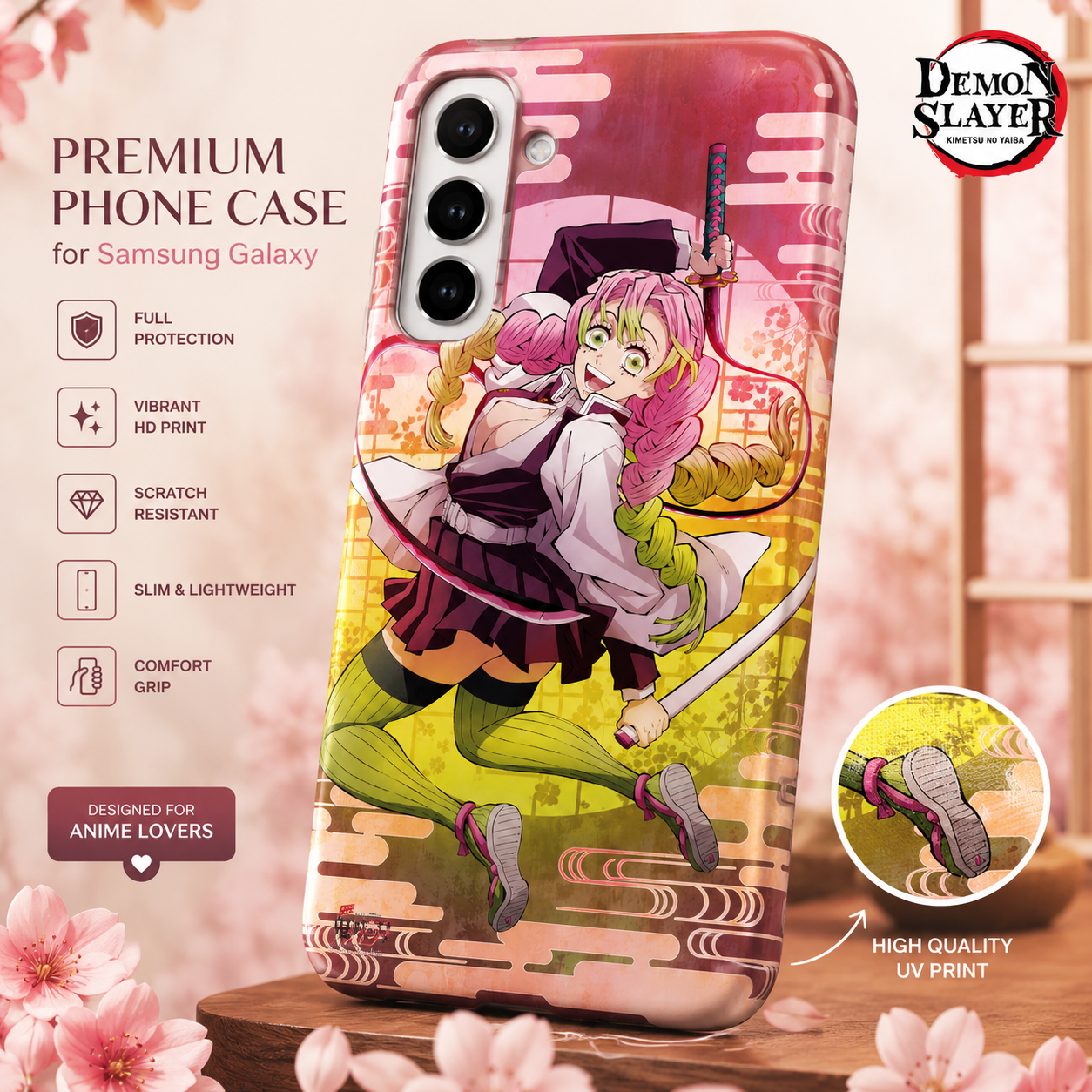 46eb6412-cdc1-4223-8ecf-fb592622a681 Love Hashira Samsung Galaxy Phone Case | Mitsuri Anime Cover | Protective TPU Case - Image 1