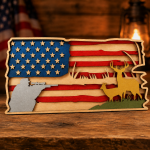 American Flag Deer SVG, 3D Layered 5 Layer Patriotic Hunter Laser File - Image 2