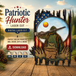 American Flag Hunting SVG, 3D Layered Patriotic Forest Laser File