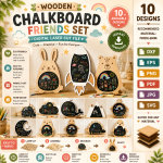 3D Kids Chalkboard Laser Cut Bundle, Wooden Learning Board SVG, Montessori Blackboard CNC Template, DXF PDF EPS
