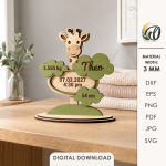 3D Baby Stats Stand Decor Laser Cut Bundle, Newborn Birth Details SVG, Baby Keepsake CNC Template, DXF PDF EPS - Image 2