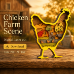Chicken SVG 3D Layered Mandala, Farmhouse Animal Cut File, Glowforge Laser Cut Multi Layer Plywood