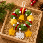 Christmas Wreath Crochet Pattern PDF, Bauble Wreath Ornament Tutorial, Holiday Home Decor, Christmas Crochet Pattern - Image 7