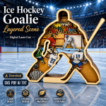 Hockey Goalie SVG, 3D Layered Sports, Goaltender File, Glowforge Laser Cut