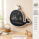 3D Kids Chalkboard Laser Cut Bundle, Wooden Learning Board SVG, Montessori Blackboard CNC Template, DXF PDF EPS - Image 7
