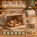 Wooden Bread Box SVG Laser Cut File, Roll Top Kitchen Bread Bin, Pantry Storage CNC Template, DXF PDF