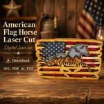 Horse American Flag, Patriotic Horse SVG, 3D Layered