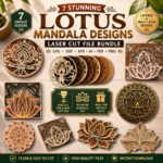7x Lotus Flower Mandala Bundle 3D Multilayer Wooden Engraved Laser Cut File, Decoration Ornament Glowforge Make, Svg Dxf Ai Download File
