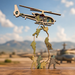 Military Chopper SVG 3D Layered Silhouette, Army Helicopter Cut File, Laser Cut 6 Layer - Image 2