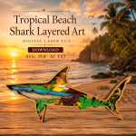 Shark SVG 3D Layered Silhouette, Ocean Sea Life Cut File, Glowforge Laser Cut 8 Layer