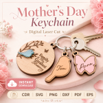 Mother’s Day Keychain SVG Bundle, Laser Cut Mom Keepsake, Personalized Gift for Mother - Image 6