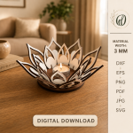 3D Candle Holders Bundle Laser Cut Files, Wooden Tea Light Holder SVG, Candle Stand DXF, CNC Decor Template, Glowforge Ready Design - Image 5